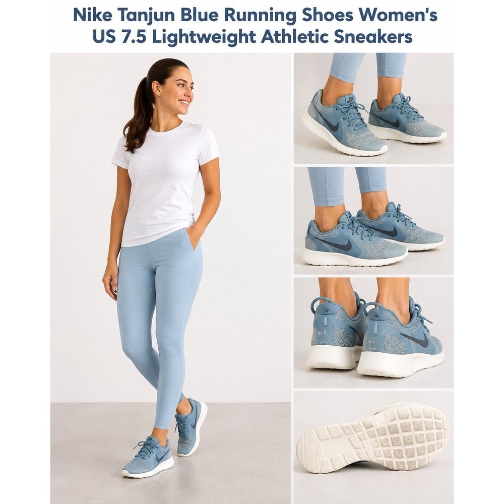 Nike Tanjun Women's Running Shoes Blue US 7.5 Lightweight Athletic Sneakers - Picture 2 of 16